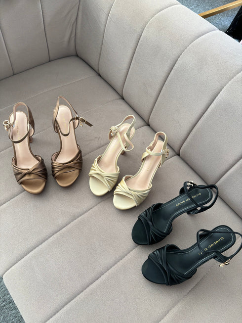 Ladies Twist Straps Open Toe High Heels